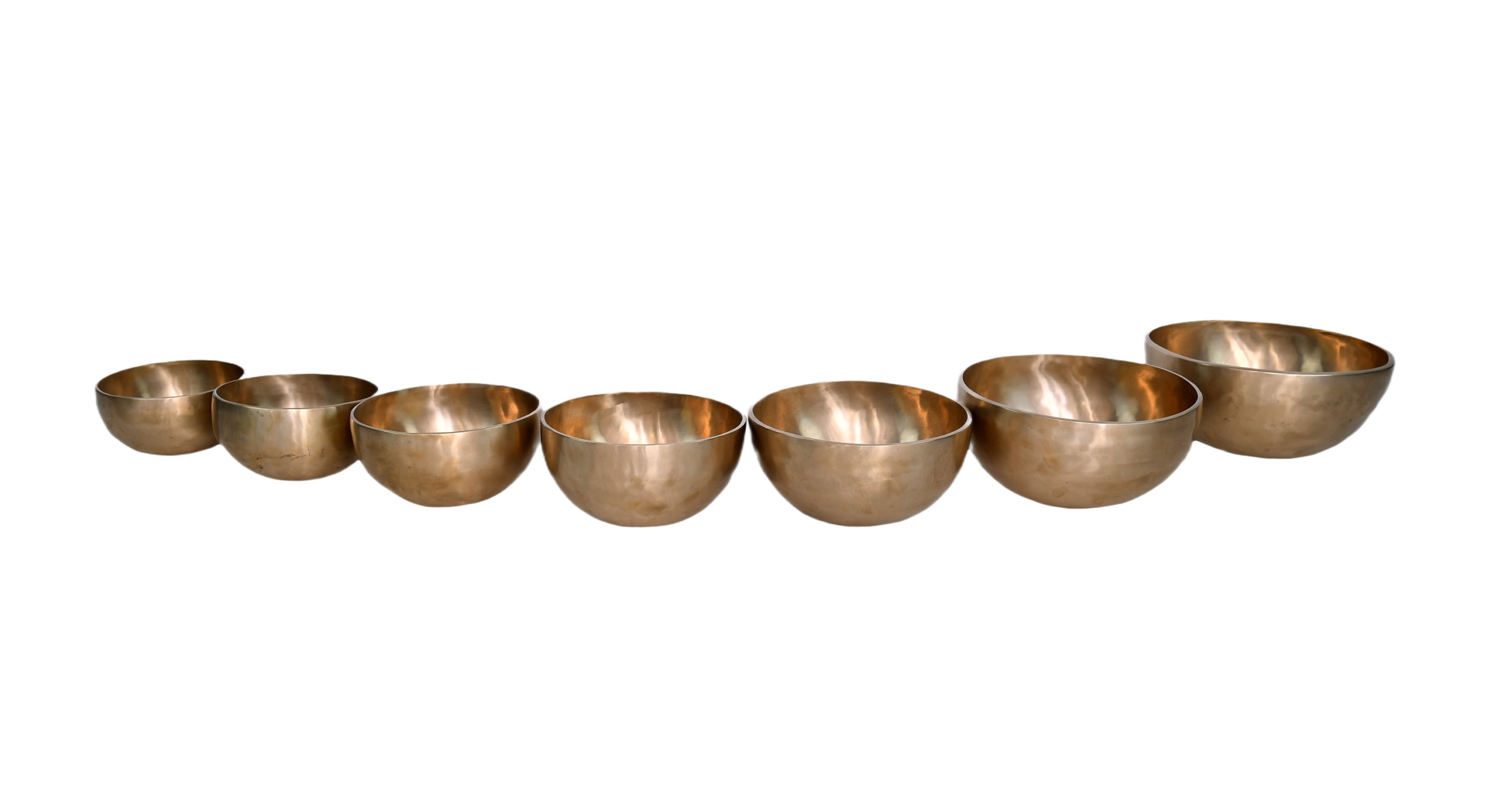 Home plain handmade full moon 7 chakra singing bowls set