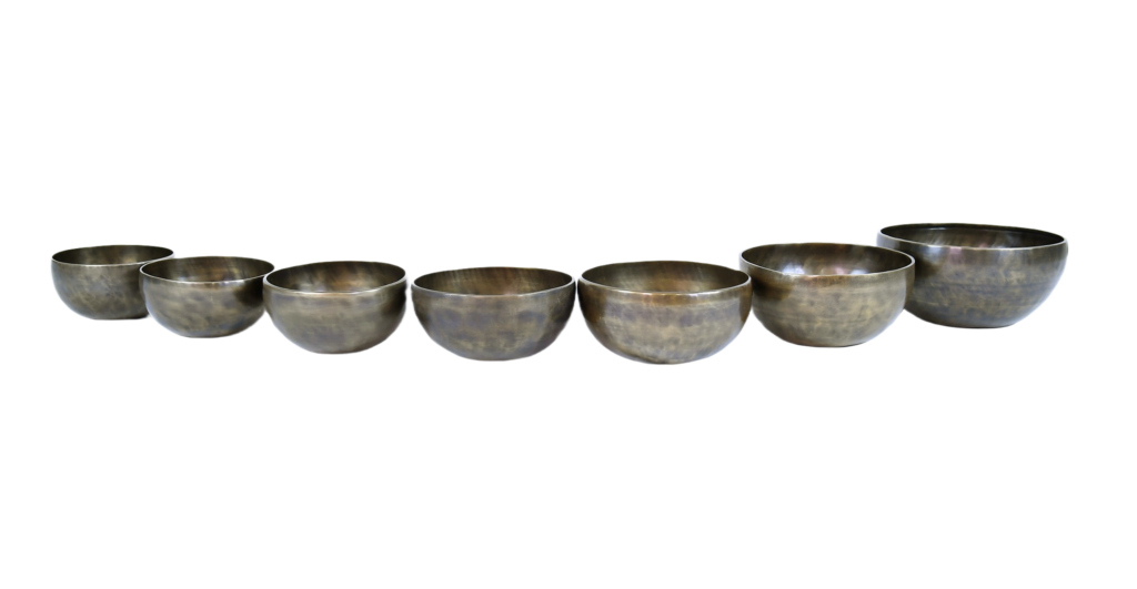 antique handmade full moon 7 chakra singing bowls set