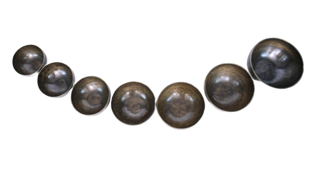 antique handmade full moon 7 chakra singing bowls set