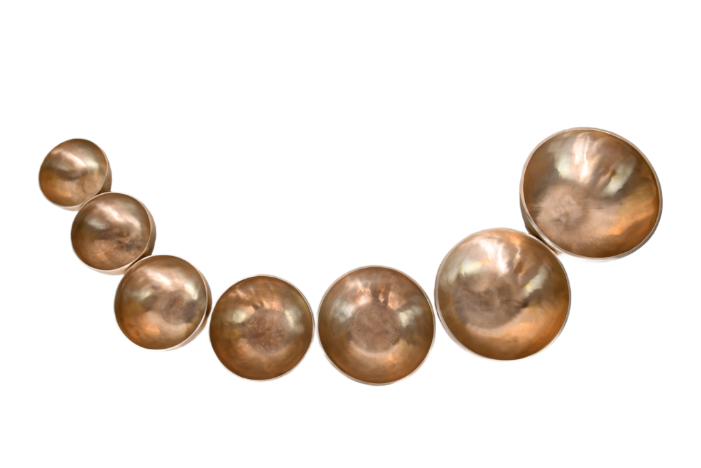 plain handmade full moon 7 chakra singing bowls set