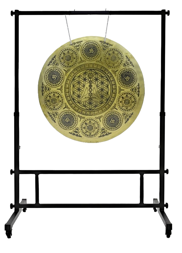 handcrafted wind gong meditating buddha with 7 chakra and om symbols handcrafted wind gong meditating buddha with 7 chakra and om symbols