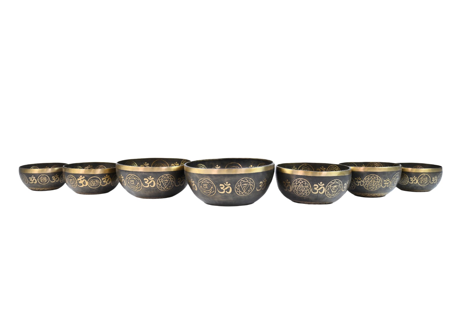 meditating buddha with sacred om, chakra, and mandala symbols 7 chakra singing bowls set meditating buddha with sacred om, chakra, and mandala symbols 7 chakra singing bowls set
